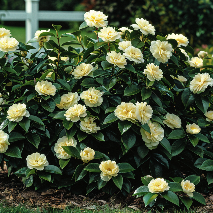 Camellia japonica 'Brushfield's Yellow' - Japanse roos